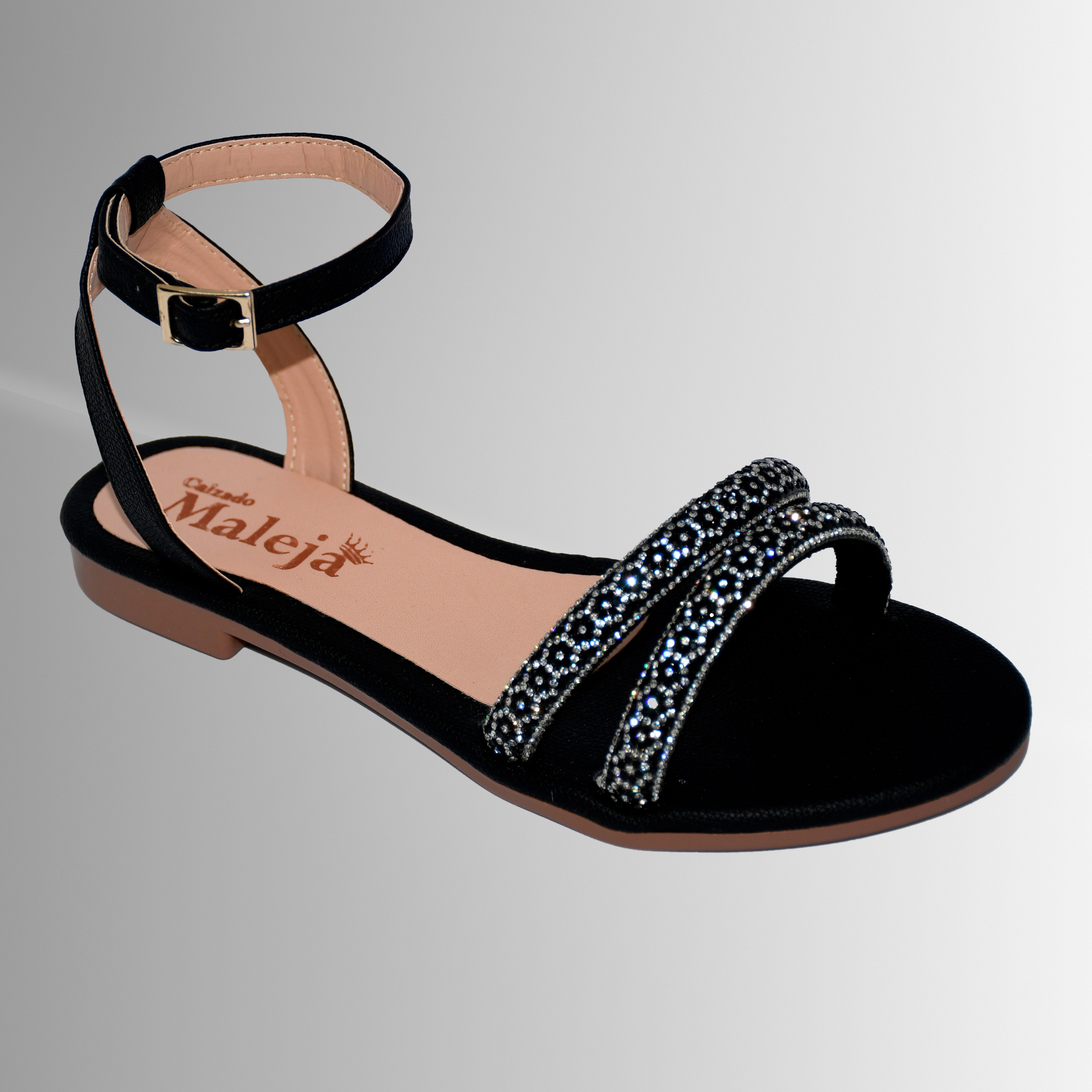 Sandalia Plana color Negro